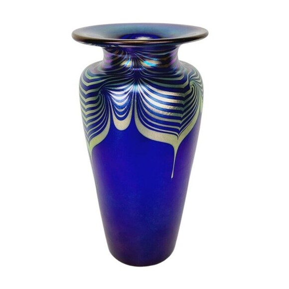 VTG Steven Correia Pulled Feather Iridescent Vase Artist Proof Signed Dated 10" - Picture 1 of 16